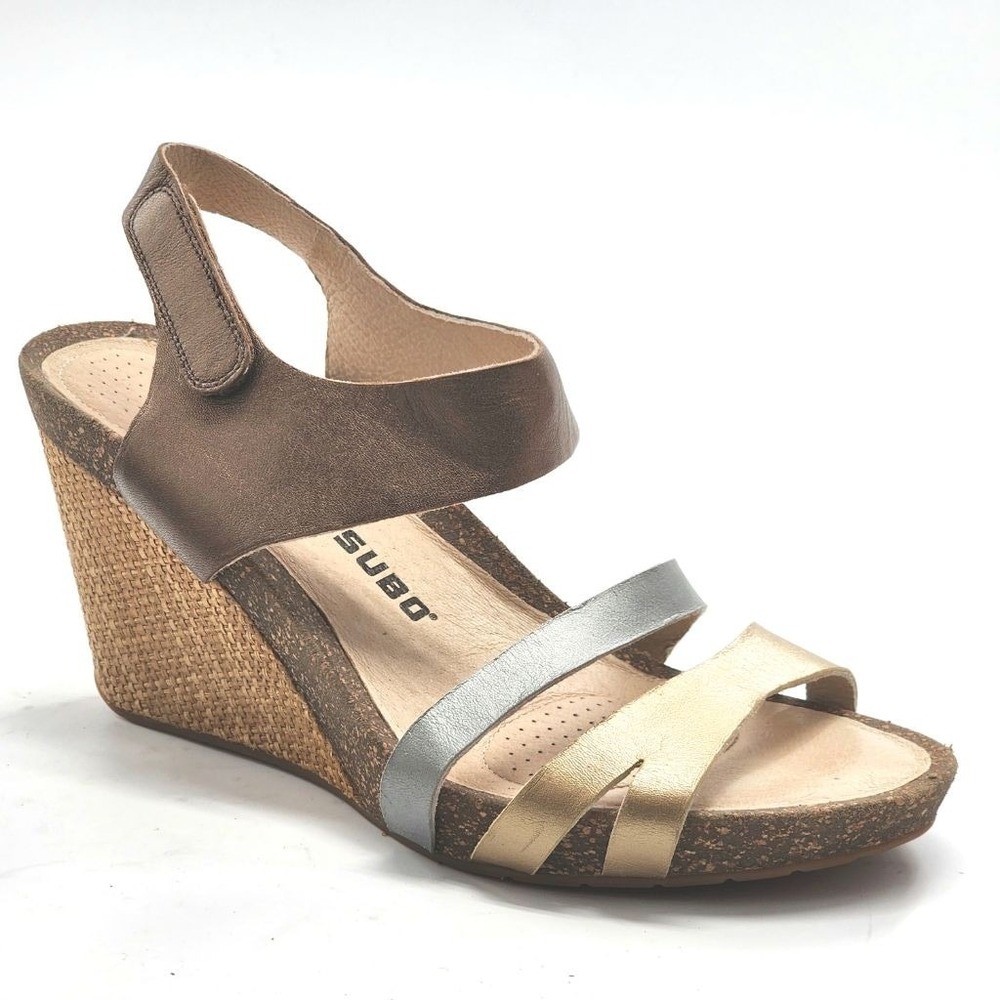 TSUBO Nilanti Bronze‎ Gold Silver Slungback Wedge Sandals Size 11